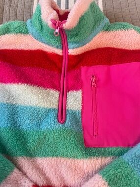 Cabana Striped Sherpa Pullover in Pink, Red, Green, Aqua, Cream